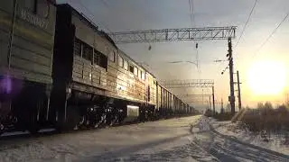 3ТЭ10У-0024 с грузовым поездом, ст.Юски