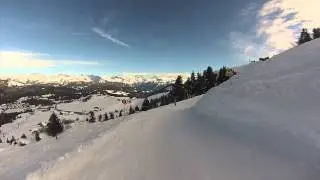 Snowboarding down the Haut Fleury Mountain (1980 alt) in Praz De Lys - Sommand