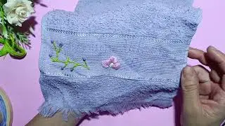 Continuation of embroidery on the towel 🪡PAP RIBBON BOW 🪡 #diy #bordaramano