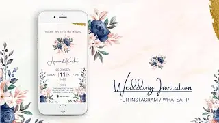 watercolor vertical  Floral wedding invitation video  for WhatsApp | wedding invitation video e-card