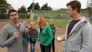 Matt Cain w/ Kari Byron & Tory Belleci from Mythbusters destroy things mid air with his fastball