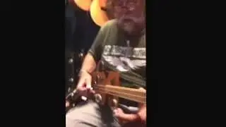 Steampunk Cigar Box Guitar, made out of spare parts .Made and played by Dr. David Reed