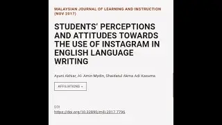 STUDENTS’ PERCEPTIONS AND ATTITUDES TOWARDS THE USE OF INSTAGRAM IN ENGLISH LANGUAGE ... | RTCL.TV