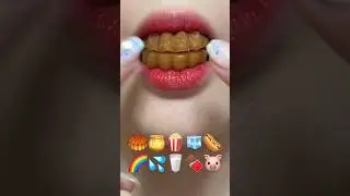 Asmr eating food with emojis #asmr #megado #youtubeshorts #satisfyinglips #emojichallenge #shorts