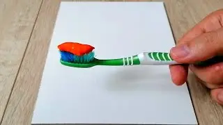 Toothbrush Painting? Yes! Abstract Acrylic Ideas on Canvas | Work #110