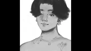 Greyscale Sketchy One Layer Fanart Painting- Photoshop Timelapse