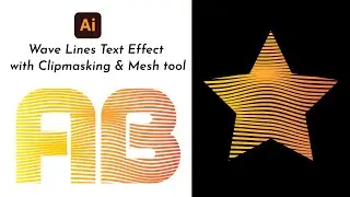 Wave Lines Text Effect Illustrator | Clip Masking | Mesh tool
