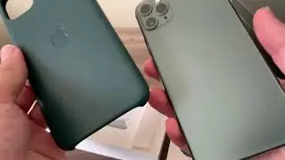 4K Unboxing IPhone 11 Pro Max Forrest Green Apple Leather Case on a Midnight Green IPhone