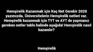 Hemşirelik Kazanmak için Kaç Net Gerekir 2020