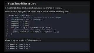Lists in Dart Programming Language