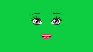 Talking animated mouth of cartoon girl with green screen