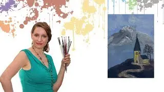 Как нарисовать храм в горах акрилом или гуашью