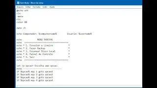 Como criar arquivo  BAT com menu