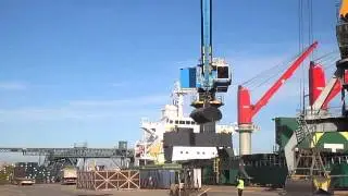 KST is loading it's first grain vessel using the E-Crane