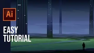 How to make Pillar City  Sci-FI landscape illustration in Adobe Illustrator
