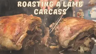 Roasting a lamb carcass