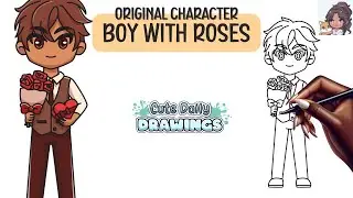 How to Draw a Cute Valentine's Day Boy│How to Draw a Boy with Roses│Cute Easy Anime Drawing Tutorial