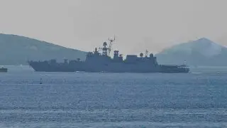INDIAN NAVY TALWAR CLASS FRIGATE INS TARKASH F50 IN PLYMOUTH SOUND - 2nd May 2017