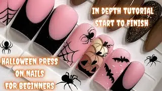 HALLOWEEN Press-On Nail Design In depth tutorial! Press on nails for beginners Halloween nail design