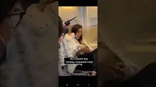 Она кормит грудью кота на борту самолета