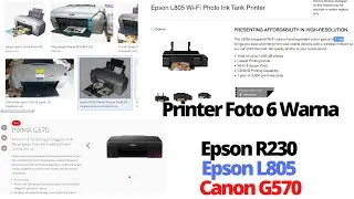 Epson R230 Epson L805 Canon G570 Printer Foto 6 Warna