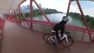 this is the Lor Halus Red Bridge in Singapore #lorhalusredbridge #singapore #cyclinglife