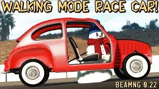 BeamNG 0.22 Update - Snowman Powered Race Car?! | Walking Mode Flintstones Car