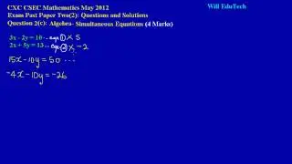 CSEC CXC Maths Past Paper 2 Question 2c May 2012 Exam Solutions (Answers)_ by Will EduTech