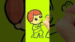 Filling Colors in Drawing | Green Screen Copyright Free | Boy Sketch #green #copyrightfree