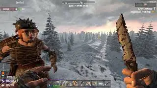 7 days to die 1.0 / Атмосферная прогулка в зимнем биоме / Бешеные пумы / Красивые виды рассвета!