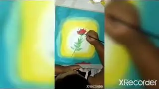 Pintando flor - pintura em tela