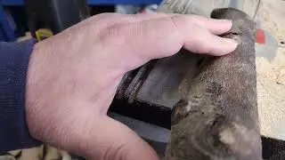 Cutting driftwood and the last of the apple tree into 1/12th scale usable planks