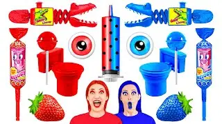 Red Food vs Blue Food Color Challenge #1 | Eating Everything Only In 1 Color For 24 Hours by RaPaPa