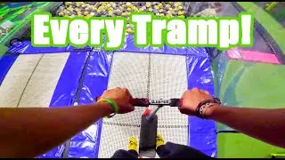 Flipping Every Tramp at Park on Trampoline Scooter!