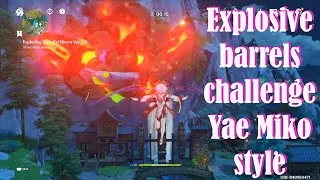 Exploding barrels challenge with Yae Miko