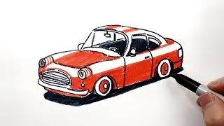 How to Draw Cute Red Car / Easy Drawing Car