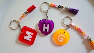 Resin Keychain with Alphabet Beads | Resin art & Beaded keyring tutorial Step by Step
