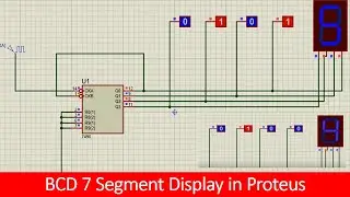 how to use BCD 7 segment display in Proteus tutorial