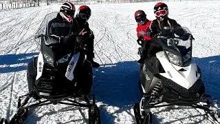 Snowmobiling at Park City Peaks Utah . Family adventure