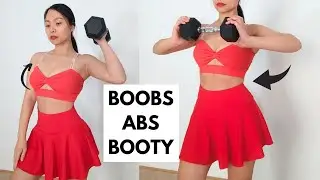 BOOBS + ABS + BOOTY intense workout with dumbbells, strength & thicker body