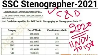 SSC Stenographer 2021 | Expected Cut off | | SSC Steno Cut off | SSC Stenographer C and D Cut off