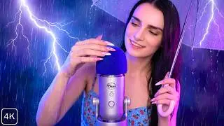 ASMR Fast & Aggressive Mic Scratching with Rain Sounds ☔ for Sleep 😴 No Talking & Long Nails 4K