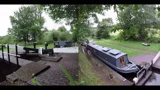 16a. Real-Time of Narrowboat going through a canal lock. Multi-camera angles.