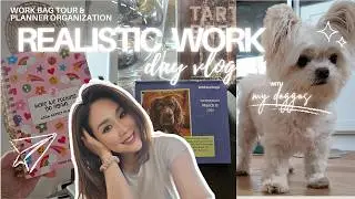 Realistic Work Day Vlog | Planner Organization, Work Bag Tour & My Pets