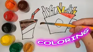 Let's learn colors! Burger meal drawing and coloring for kids