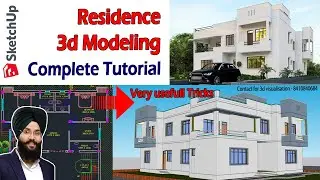 Floor Plan to 3D Model making in SketchUp Tutorial | Exterior 3D Modeling