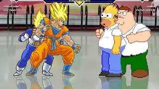 MUGEN SSJ Goku (me) and SSJ Vegeta vs Homer and Peter