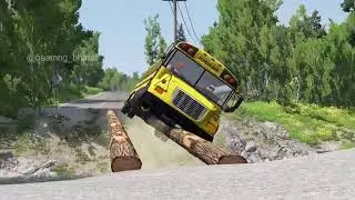 Cars Vs Log Bridge -- BeamNG Drive | BeamNG Bharat -- Epic Compilation #6