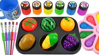 Satisfying Video | How To Make 6 Fruit Toys FROM Rainbow Lollipop Glitter Paint & Cutting ASMR #45
