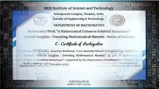 Awards and Achievements by the faculty members of Industrial Mathematics - SIMATS